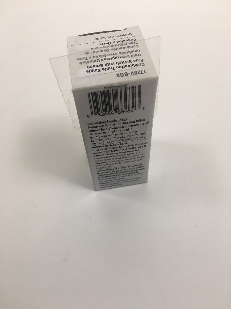 Cooper 7729V-BOX Combination Triple Single-Pole Switch w/ Ground, Ivory