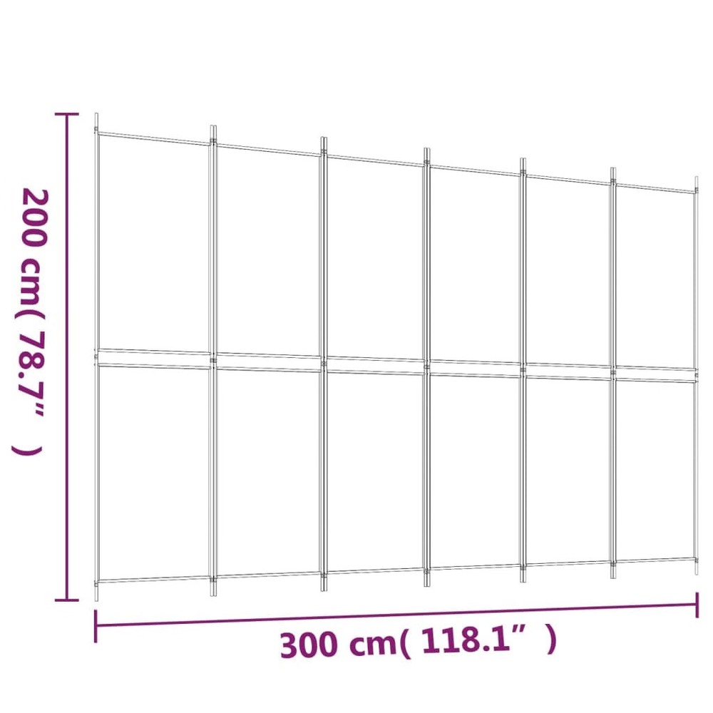 6-Panel Room Divider White 118.1"x78.7" Fabric