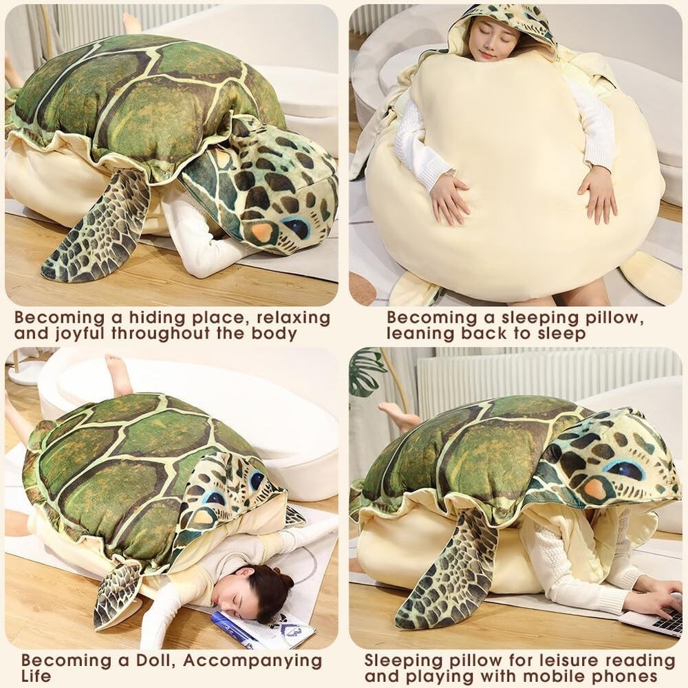 Wearable Turtle Shell Pillows Tortoise Plush Pillow Creative Turtle Shell Stu...