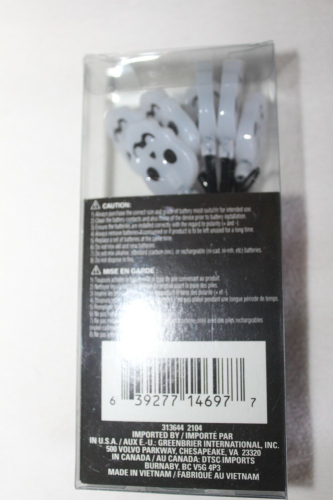 3 Pack LED Halloween String Lights White Skulls New!