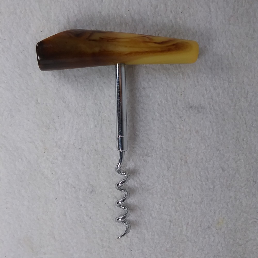Vintage Bakelite Butterscotch Color Handle Corkscrew MCM Bar Ware