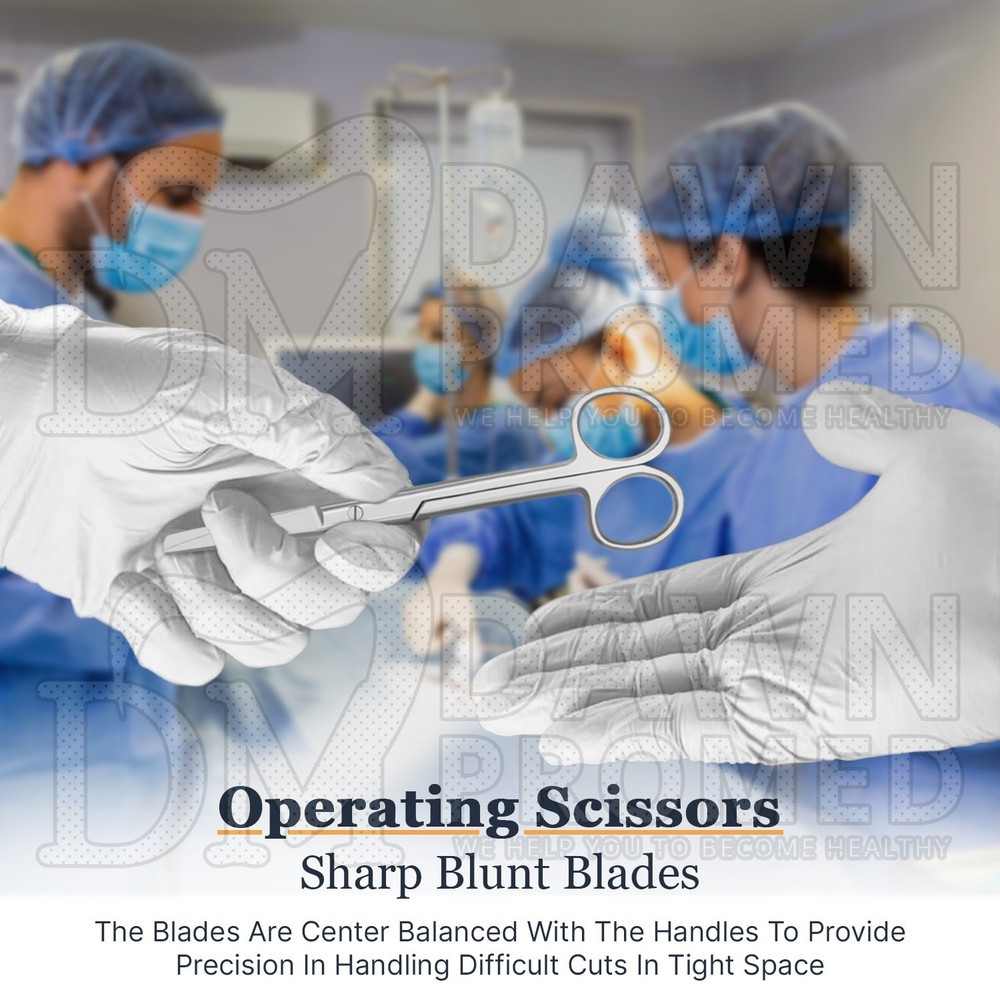 3 Pcs Operating Scissors 4.5" Straight Sharp Blunt Round Pattern Surgical Set