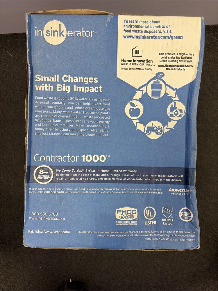 InSinkErator Contractor 1000 1 HP Continuous Feed Garbage Disposal