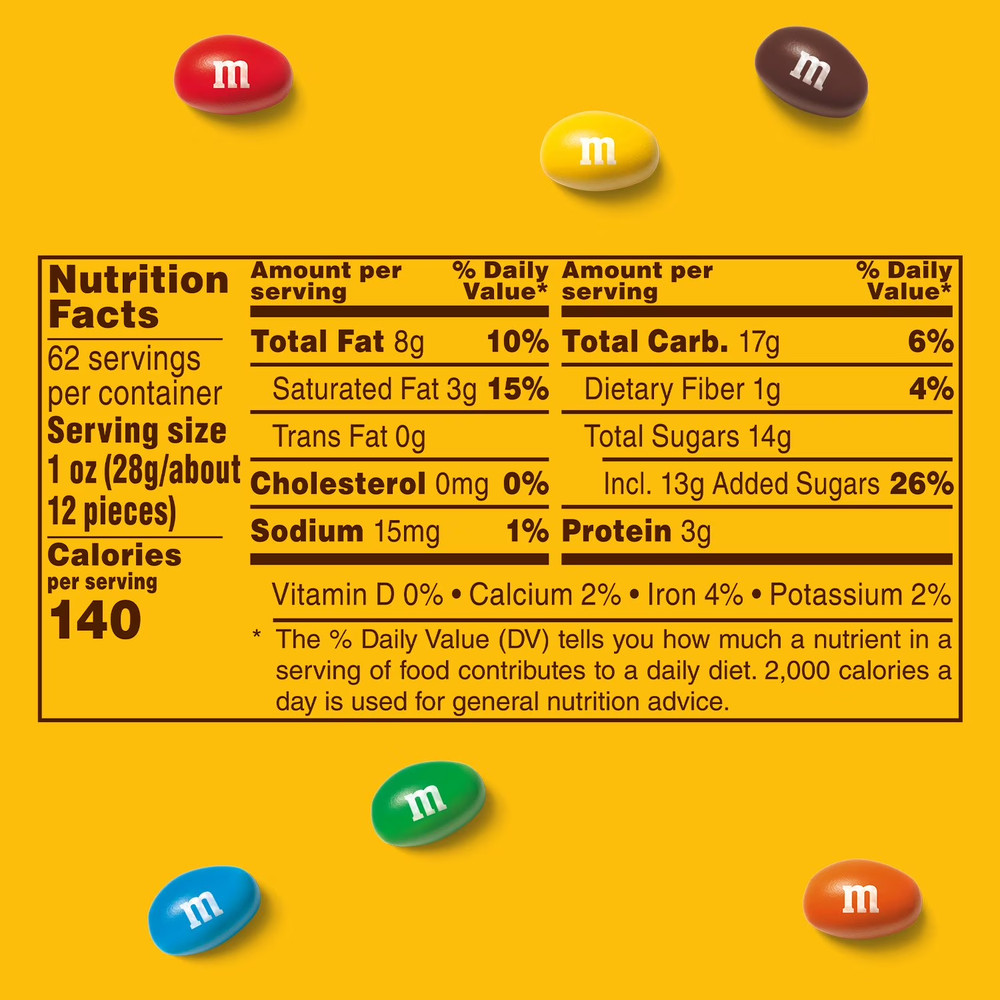 M&M'S Peanut Milk Chocolate Candy, 62 oz.