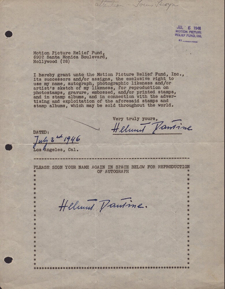 HELMUT DANTINE - DOCUMENT DOUBLE SIGNED 07/07/1946