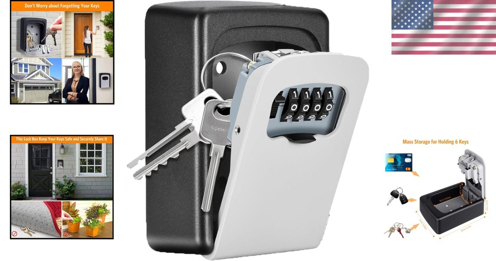 Secure Wall-Mounted 4-Digit Key Lock Box with Large Capacity