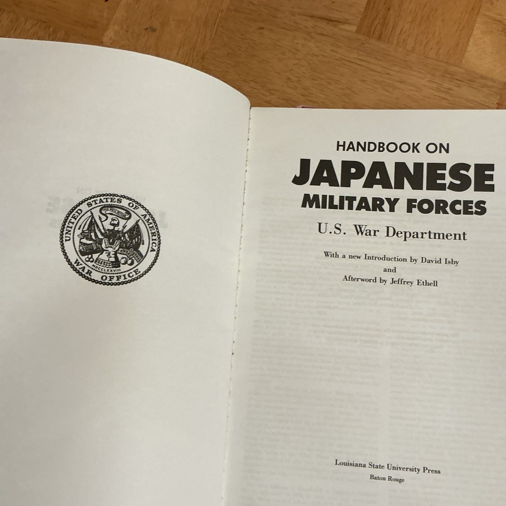 Handbook On Japanese Military Forces Reference Book
