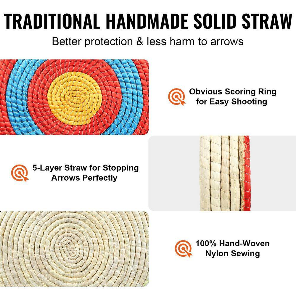 Archery Target, 5-Layers 20 In. Arrow Target, Traditional Solid Straw round Arch