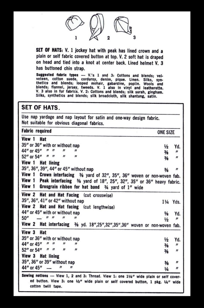 6191 Simplicity Jockey Helmet & Soft Hat Pattern