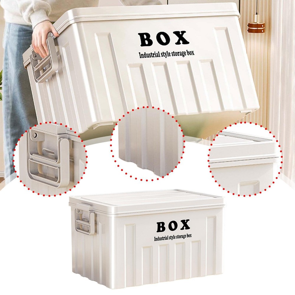 Lidded Storage Bin Multipurpose Heavy Duty Container for Clothes Tools Toys