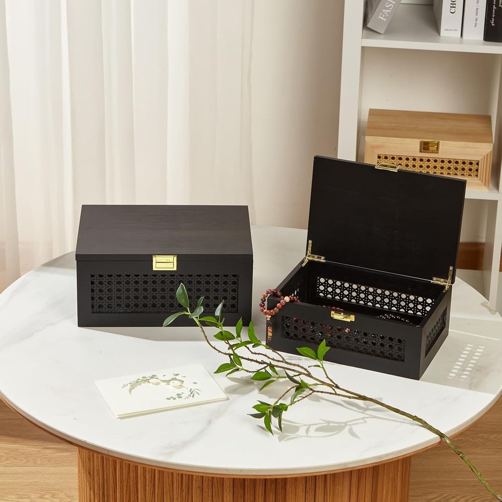 Rustic Pine Wood Keepsake Box Organizer