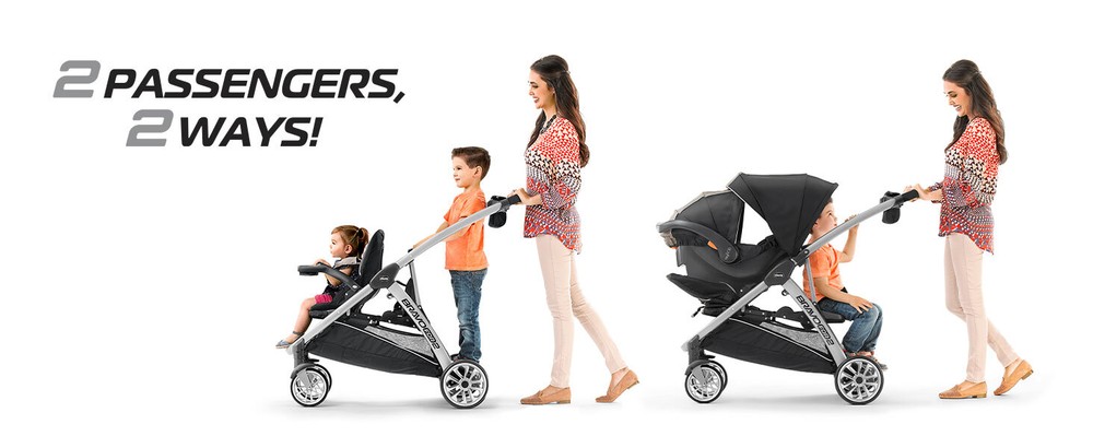 Chicco Bravo For 2 Standing/Sitting Double Stroller, Iron New