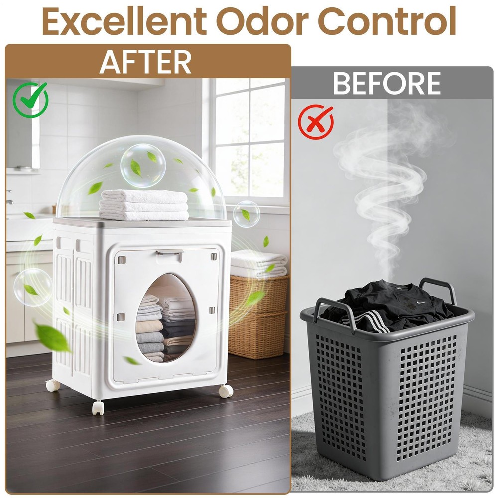 130L Collapsible Laundry Hamper Foldable Rolling Laundry Basket with Wheels