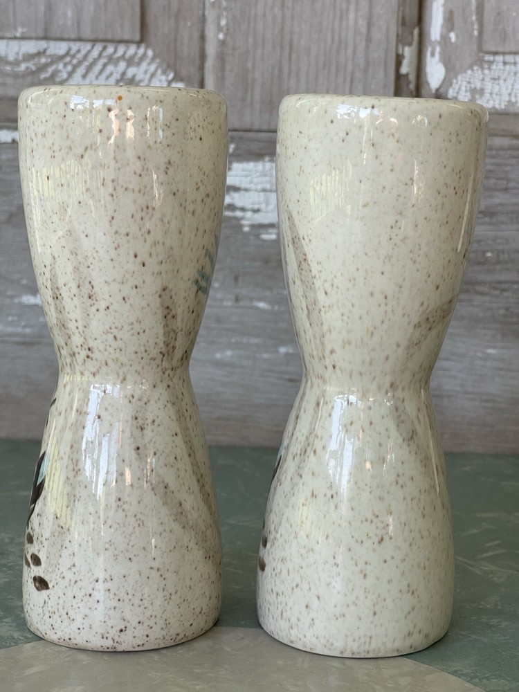MCM Red Wing Pottery Bob White Quail Pattern Oversized Salt & Pepper Shaker Set