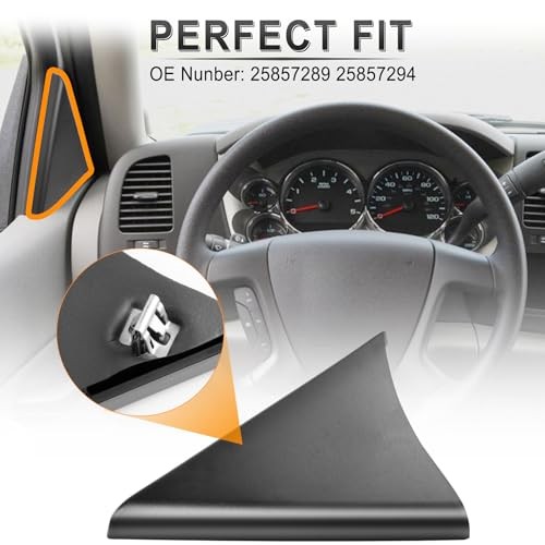 Front Door Upper Trim Panel Triangle Cover Compatible with 2007-2014 Chevy
