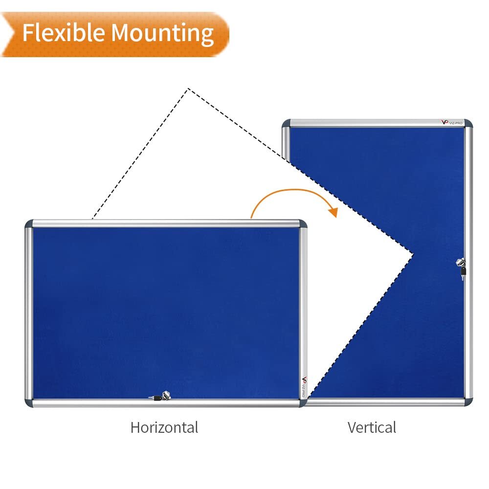 VIZ-PRO Tamperproof Lockable Noticeboard Class 1 Aluminium Framed