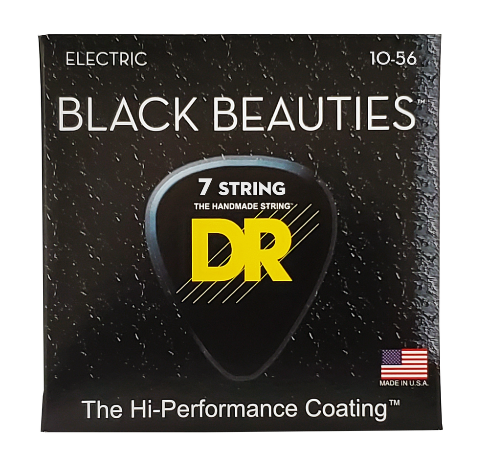 DR Strings Black Beauties Colored Electric Guitar Strings 7-String Medium 10-56