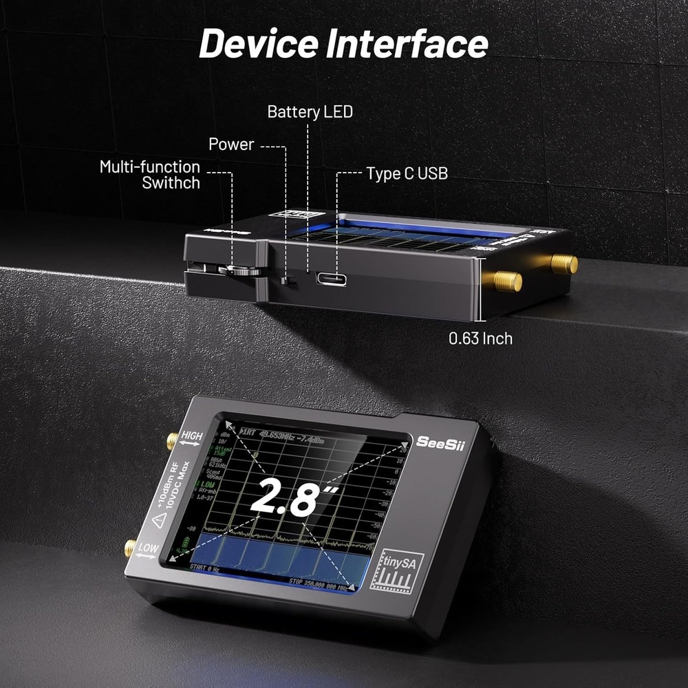 Tiny Spectrum Analyzer with Dual Inputs and Color Display for Frequency Scanning