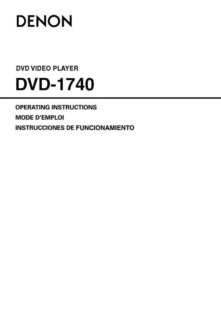 Denon DVD-1740 DVD Player Owners Manual