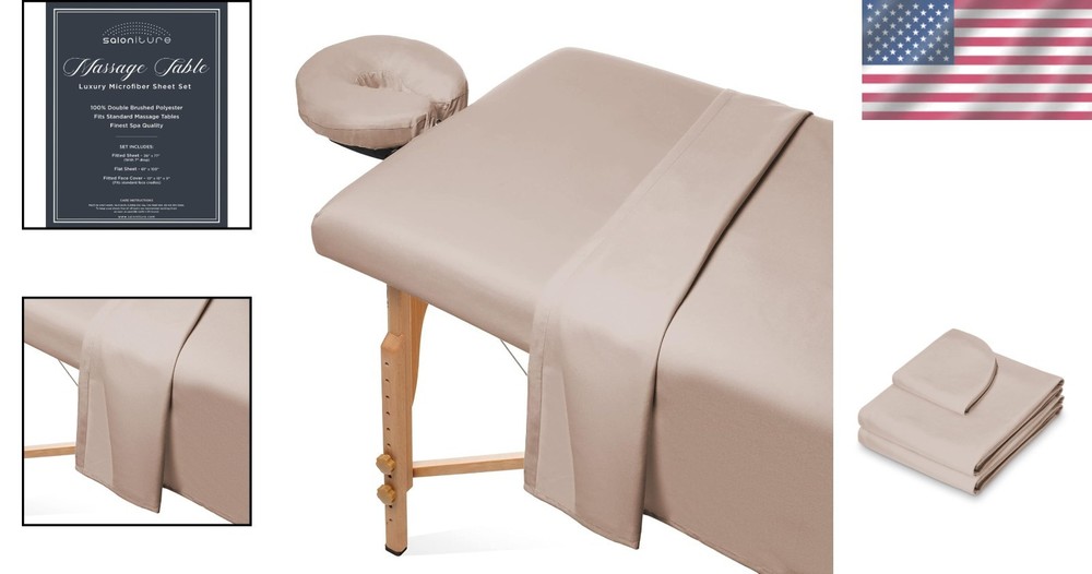 Durable Microfiber Massage Bed Cover Set - Fitted and Flat Sheets with Cradle