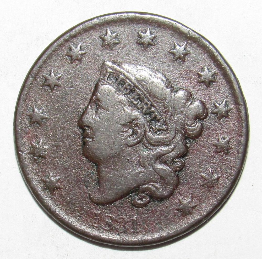 1831 Coronet Hair Large Cent FINE (A3)