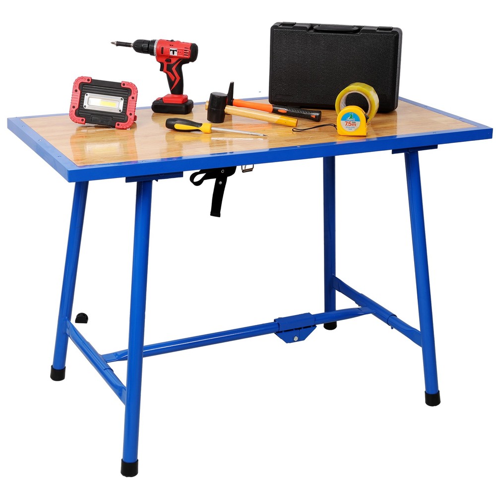 Foldable Work Bench 660Lbs Capacity Steel Frame Workshop Tool Table for Garage