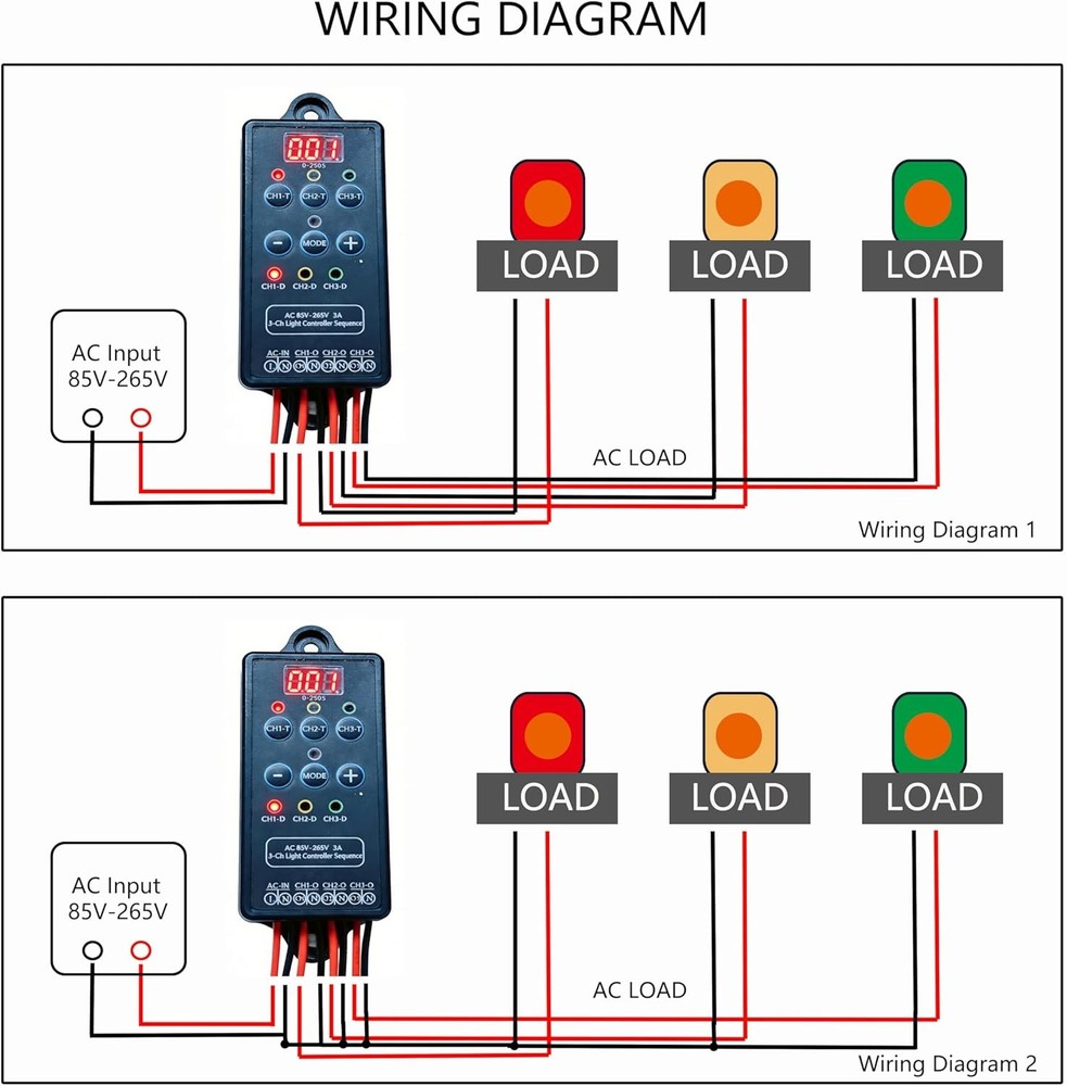 AC 110/240V 3 Channel Light Controller Sequencer with 50+ Modes,Easy to Program