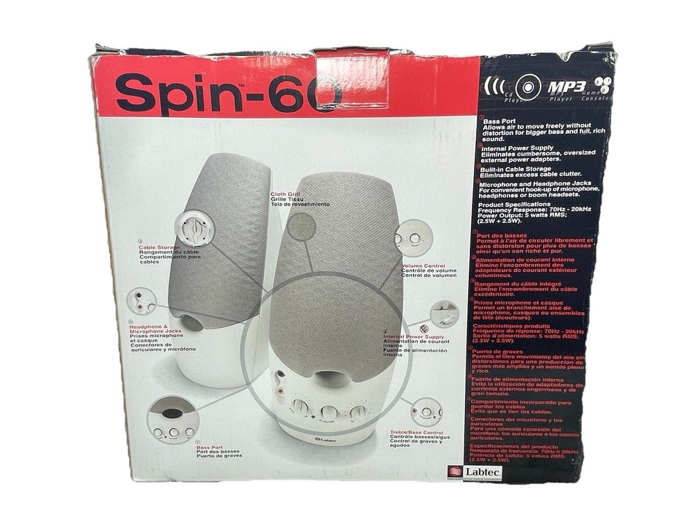 Labtec Spin-60 Multipurpose Stereo Computer Speakers - Open Box
