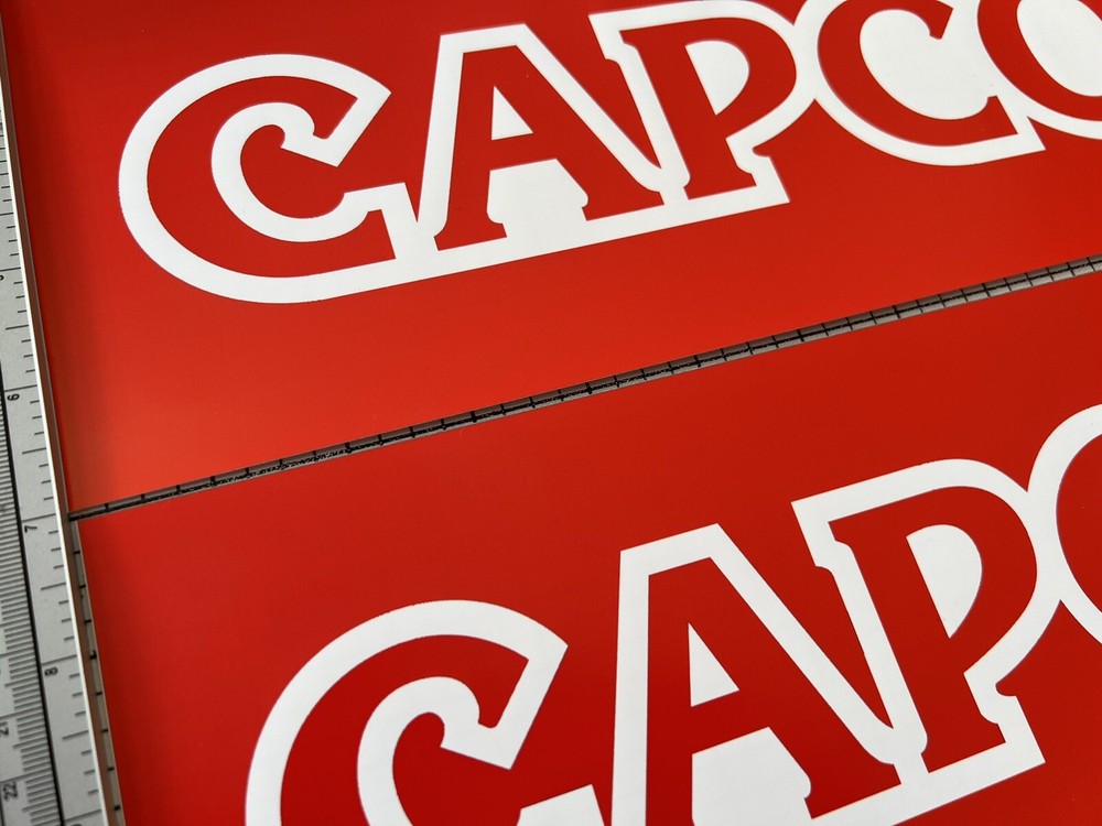 Capcom Red Arcade Side Art Sticker Pair 11.5” x 6.5”
