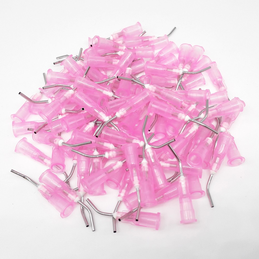 100pcs Irrigation Bent Needle Tips Dental Flow Etch Composite Resin Acid Syringe