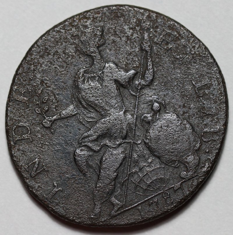 1787 Connecticut Colonial Copper Coin - Mailed Bust Left - Corrosion