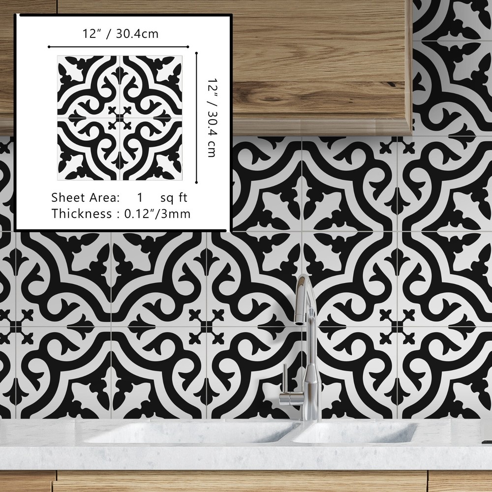 SUNWINGS 10-Sheet 12"x12" Patterned Peel and Stick Backsplash Wall Mosaic Tile