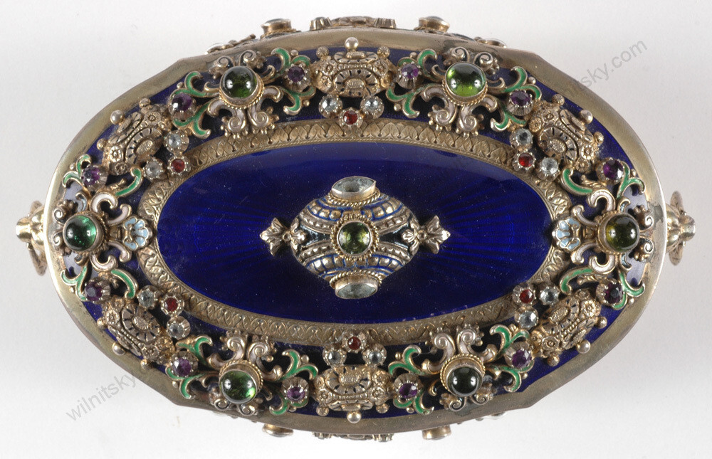"Splendid Austrian Neorenaissance Cassette" silver, enamel, stones, 19th c.