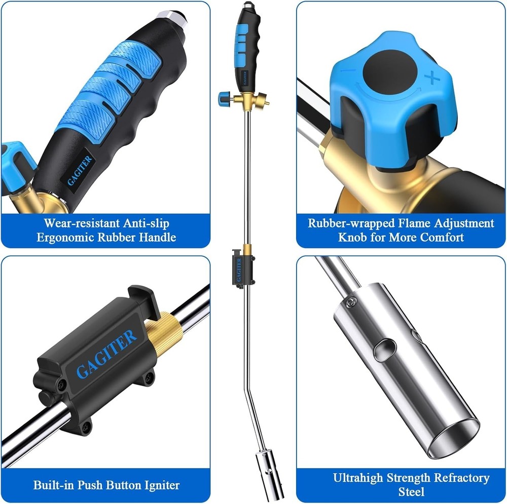 Propane Torch Weed Burner Adjustable Grass Scrub Snow Melter High Output Tool