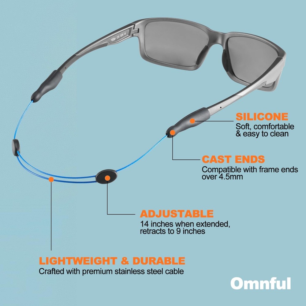 Glasses Strap -No Tail Adjustable Sunglasses Strap, Eyeglasses Strap, Cable S...