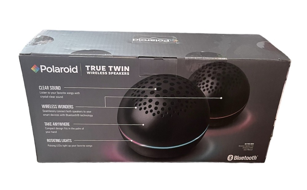 Polaroid True Twin Wireless Bluetooth LED Speakers, Black