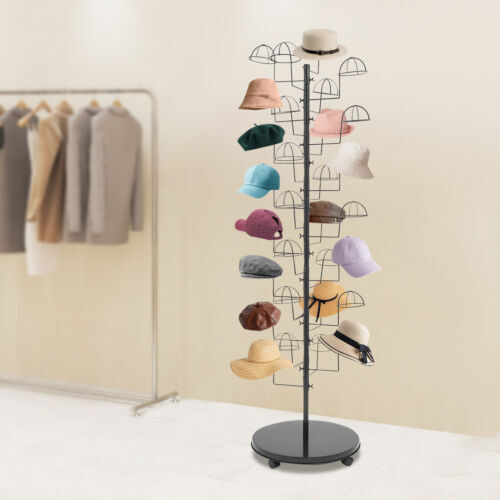 Freestanding Hat Rack Stand, Rolling Hats Display Rack, Hat Display Stand Black