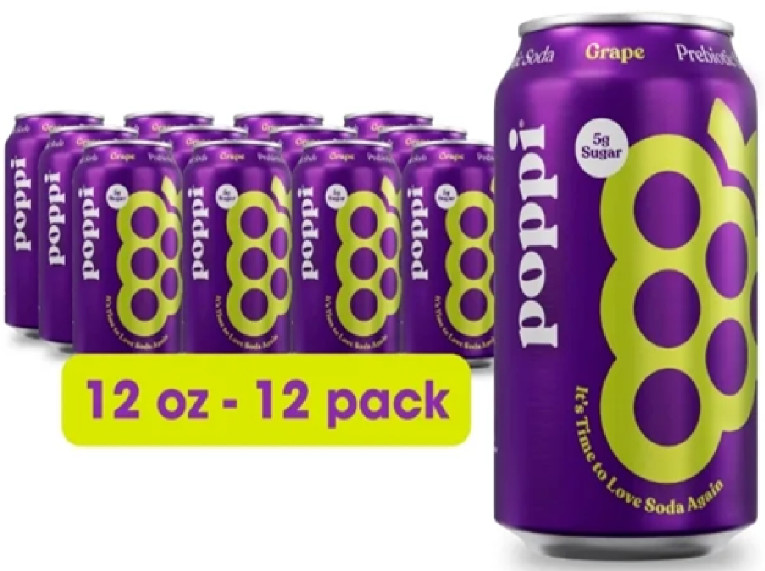 Poppi Grape Prebiotic Soda - 12Pack/12 Fl Oz Cans