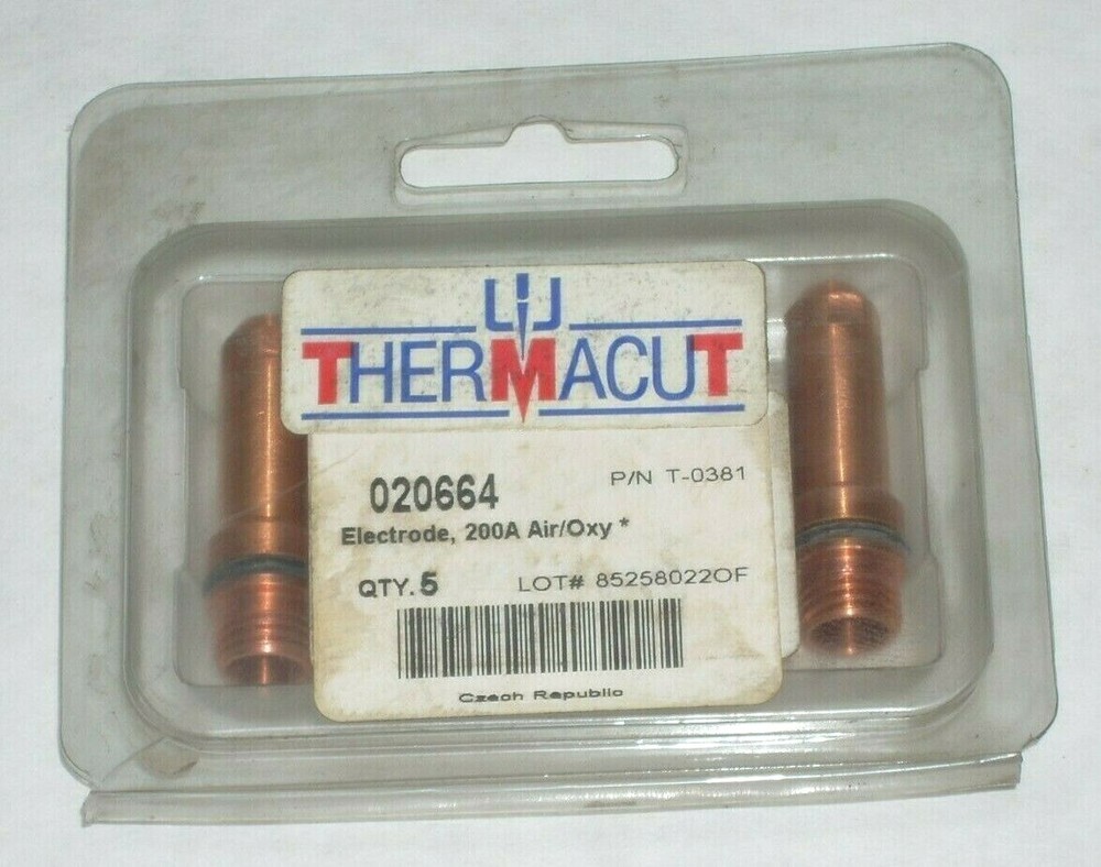 Thermacut 020664 Plasma Electrode Fits Hypertherm MAX 200 PAC 200 HT2000 5pk