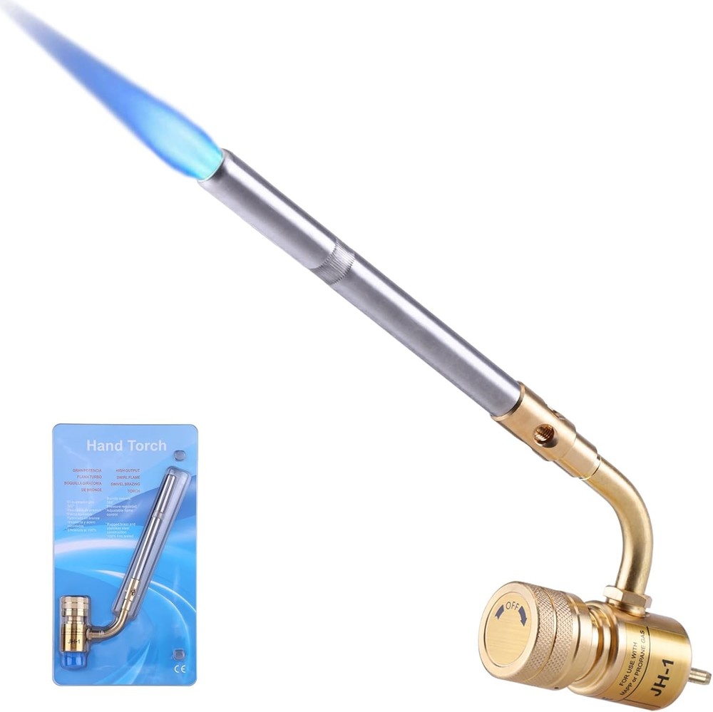 Durable Brass MAPP Gas Torch Head with Adjustable Flame Control & Rotatable Tip