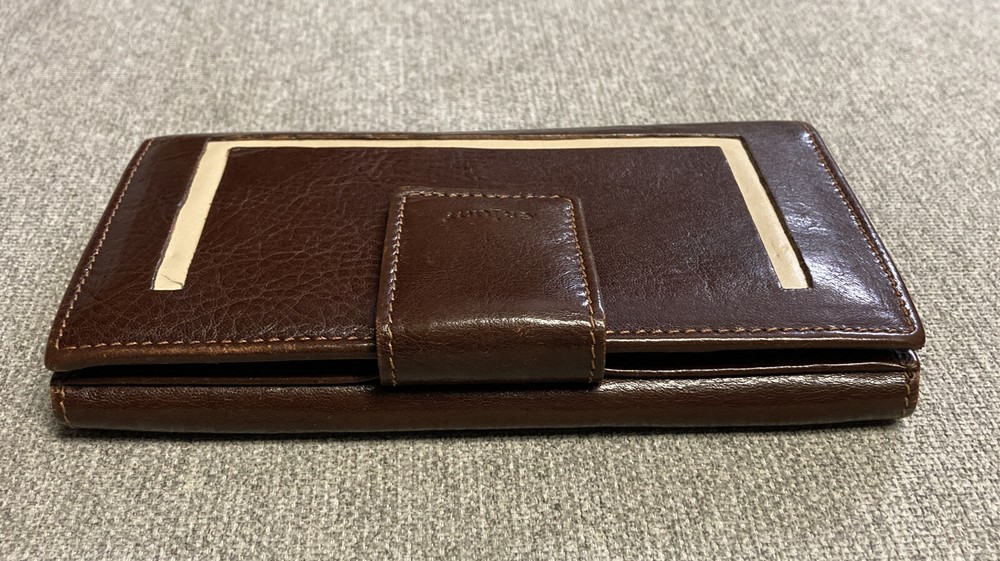 ERIUM Brown Leather Vintage Wallet Check book Organizer