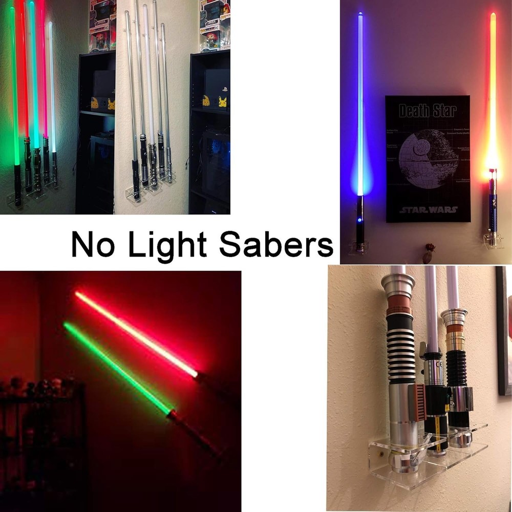 Vertical Clear Lightsaber Holder with Mounting Clips - 2 Pack, Easy Installation