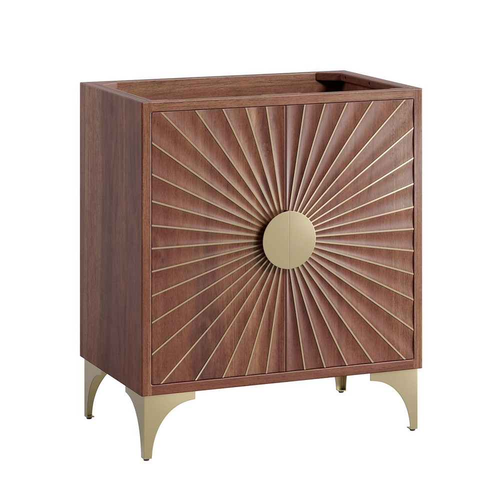 Pemberly Row 30" Solid Mango Wood Bathroom Vanity Cabinet in Walnut