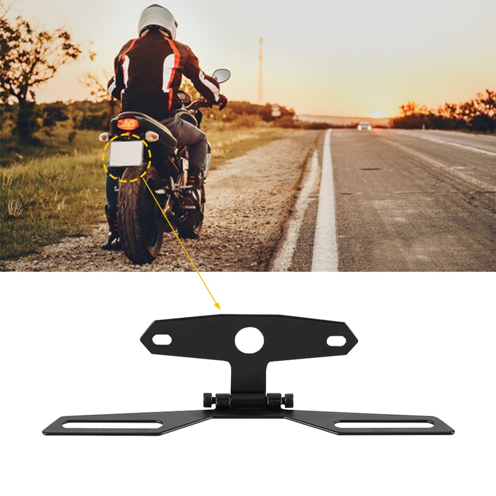 Motorcycle Folding License Plate Bracket Rear Tail Light Holder Mount Universal