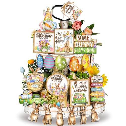 Pcs Easter Tiered Tray Decor Bunny Easter Spring 24 Delicate Easter