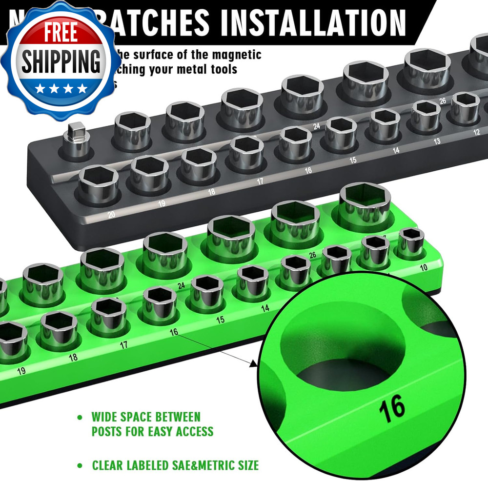 Magnetic Socket Organizer Holder Set for Tool Box Drawer, Toolbox Organization I