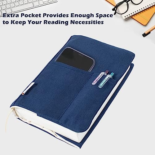 Canvas Book Covers, Washable Book Protector, Book Cover for Navy Medium
