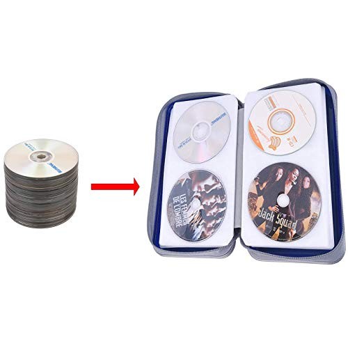 Capacity CD Case,Portable DVD Hard Plastic Case Holder CD Organizer 96 blue