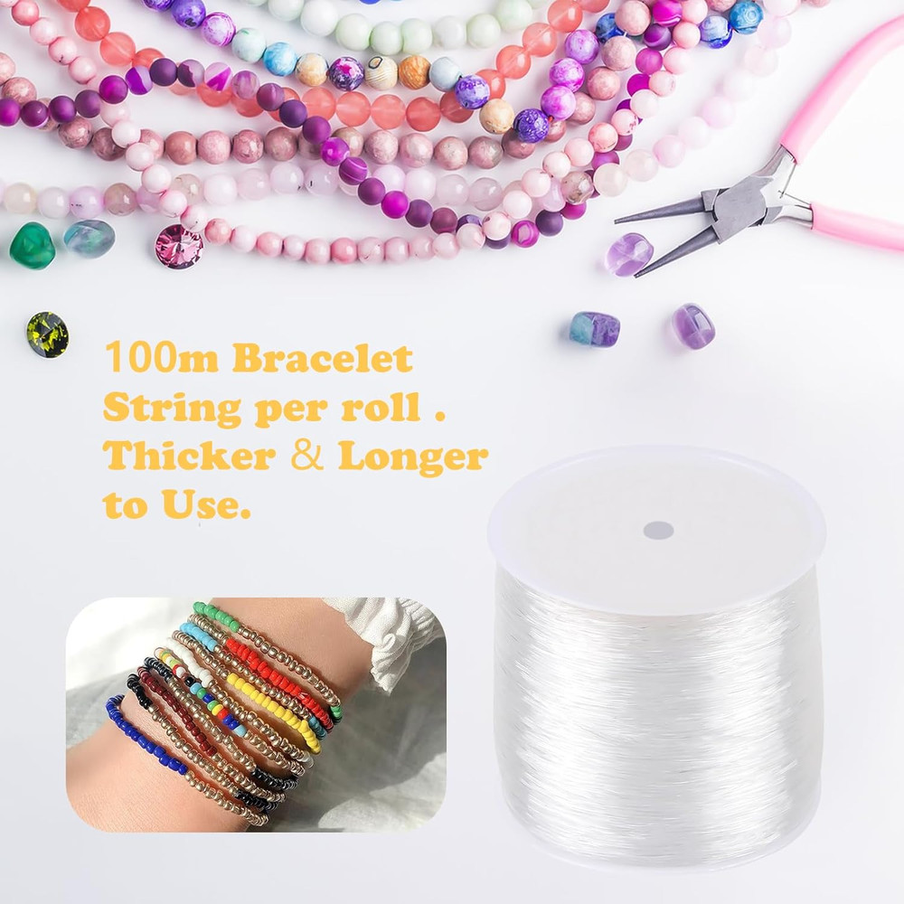 5 Pack Assorted Size Elastic String, Stretchy Bracelet String Crystal String Bea