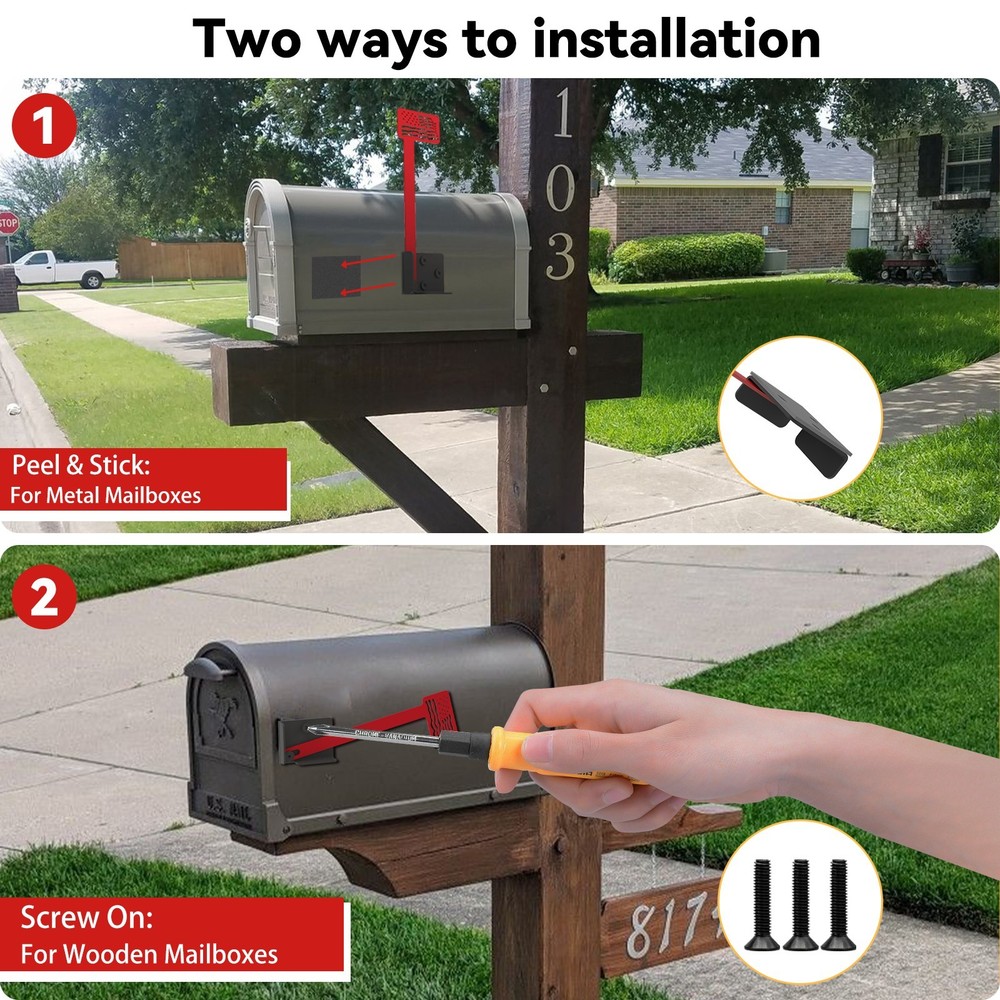 Mailbox Post Mount Brackets + Mailbox Flag, for Post Mount Mailboxes 2 PCS
